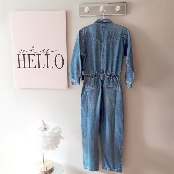 NWT COH med. wash blue denim jean jumpsuit, 2 - Picture 6 of 12